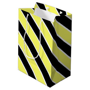 Black, Yellow and White Stripes Medium Gift Bag