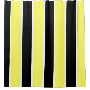 Black, Yellow and White Stripes Shower Curtain