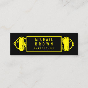 Black YELLOW Barber Pole Barber Hair Stylist Mini Business Card