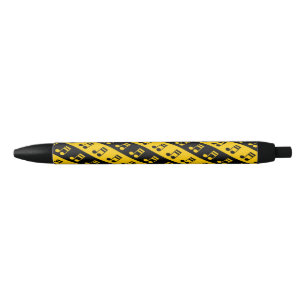 Black & Yellow Beamed Sixteenth Notes Pattern Pen