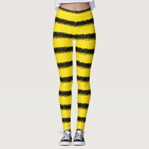Black, Yellow Bee-Inspired Stripes Leggings