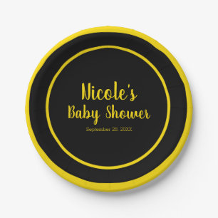 Black & Yellow Bee Theme Baby Shower Paper Plate