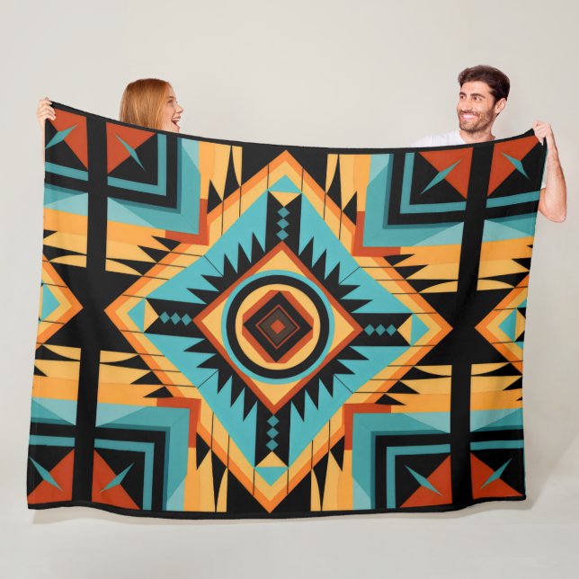 Black yellow blue mos fleece blanket (In Situ)