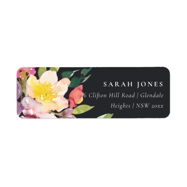 BLACK YELLOW BLUSH BURGUNDY FLORAL BUNCH ADDRESS (Front)