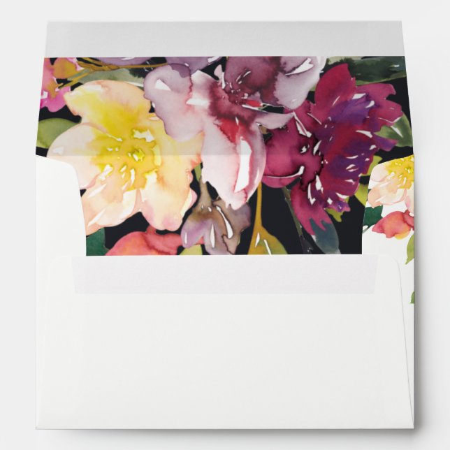 BLACK YELLOW BLUSH BURGUNDY FLORAL BUNCH ADDRESS ENVELOPE (Back (Bottom))