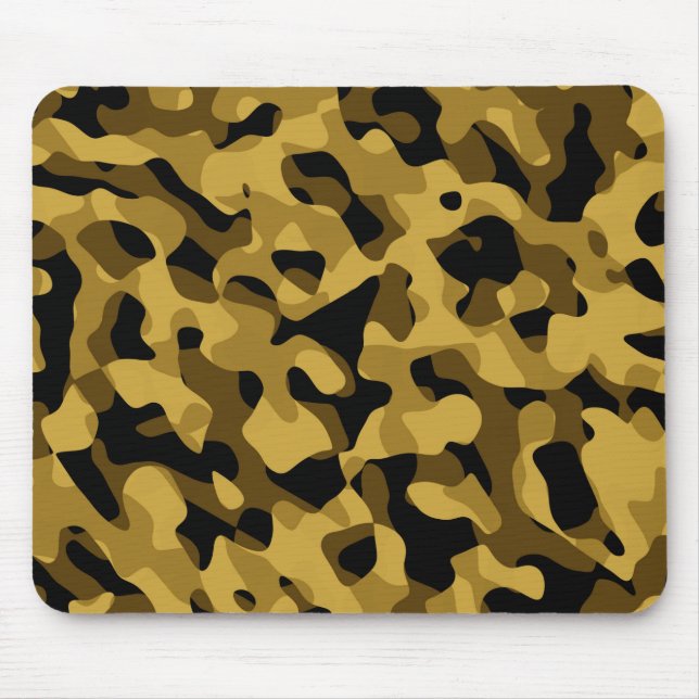 Black Yellow Brown Camouflage Pattern Mouse Mat (Front)