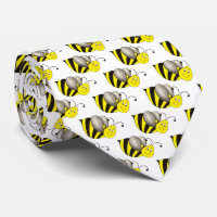 Black Yellow Bumblebee Cartoon Bee Bees Insect Tie