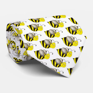 Black Yellow Bumblebee Cartoon Bee Bees Insect Tie