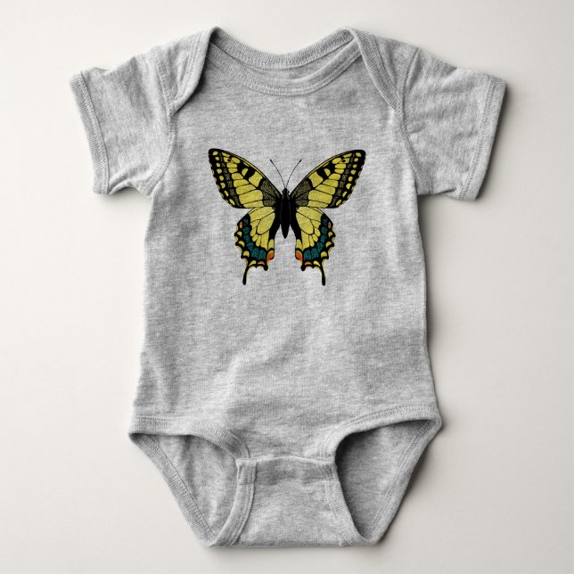 Black & Yellow Butterfly Baby Bodysuit (Front)