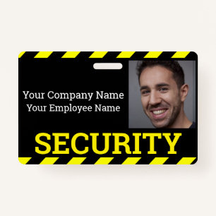 Black & Yellow Caution Security Guard ID Badge