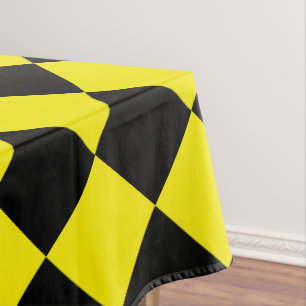 Black Yellow Check Tablecloth Modern Sport Design