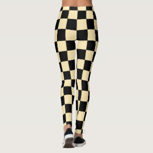 Black Yellow Checked Leggings
