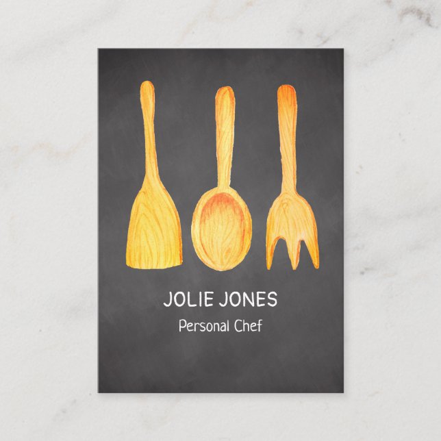 Black Yellow Chef Caterer Cafe Business Card (Front)