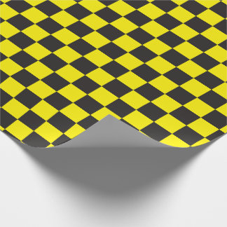 Black & [Yellow] Chequered Chequerboard Checkers Wrapping Paper