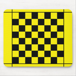 Black yellow chess table mouse mat