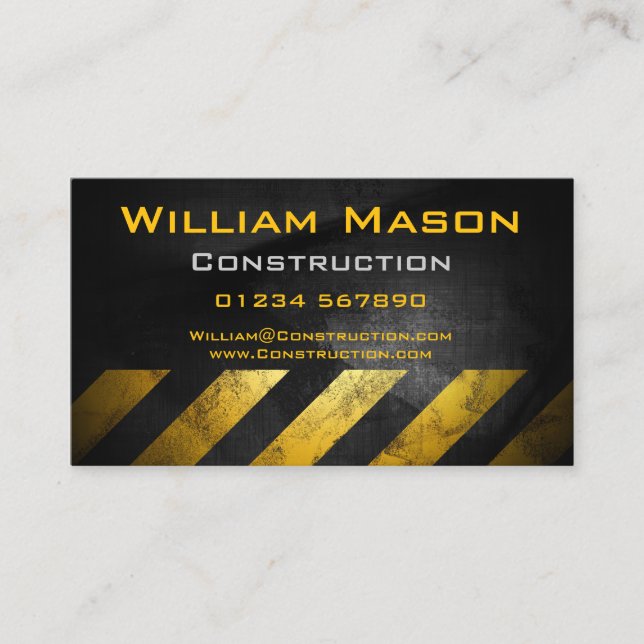 Black Yellow Chevrons Background Business Card (Front)