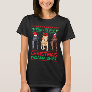 Black Yellow Chocolate Lab Christmas Labrador Paja T-Shirt