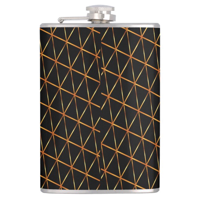 Black & Yellow Classic  Hip Flask (Front)