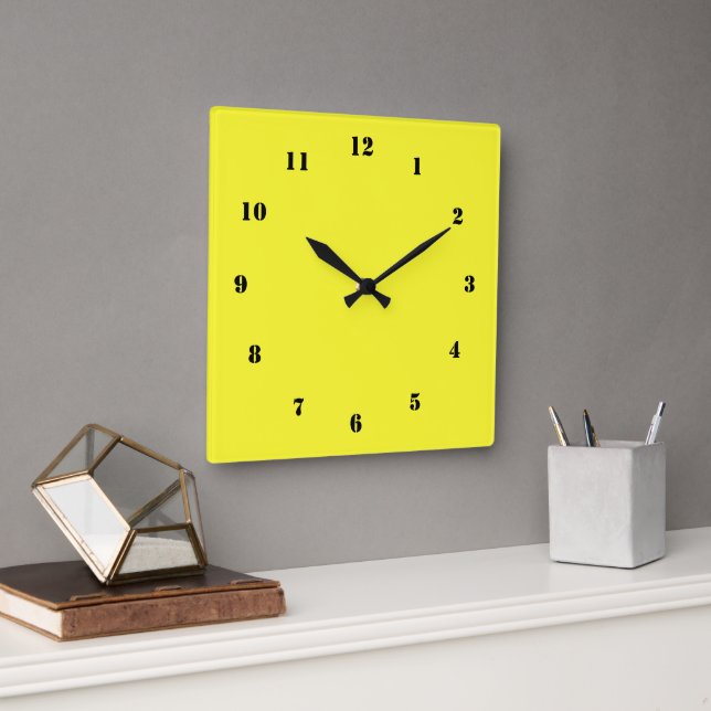 Black Yellow Clock Personalised Custom Colours (Office)