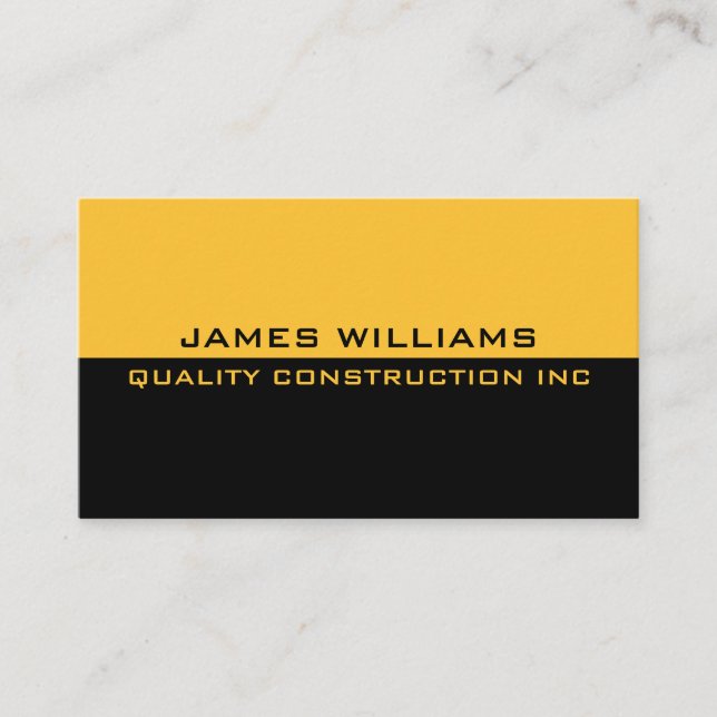 Black Yellow Construction Business Card (Front)