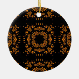 Black, Yellow copper Floral Damasks Retro Pattern Ceramic Tree Decoration