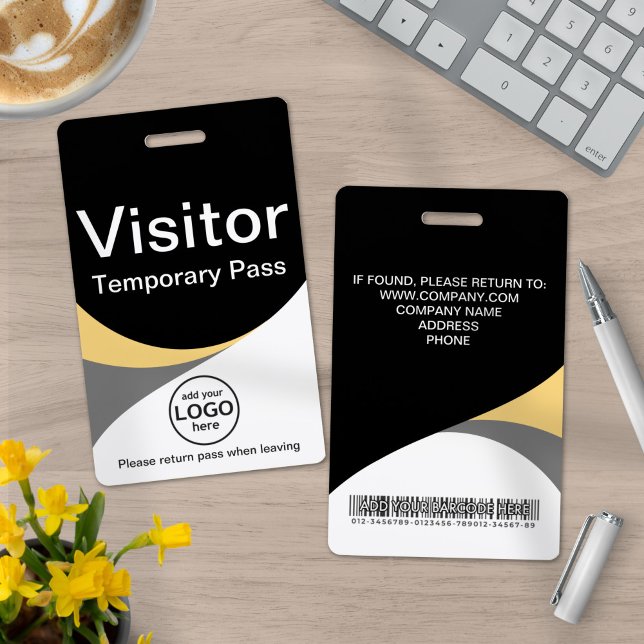 Black Yellow Corporate Visitor Pass ID Barcode ID Badge (Creator Uploaded)