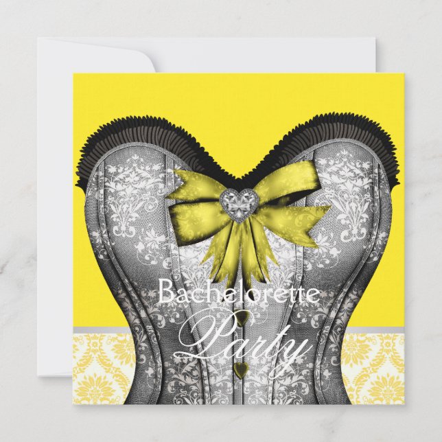 Black Yellow Corset Bachelorette Party Invitation (Front)