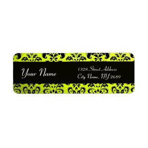 BLACK  YELLOW  DAMASK