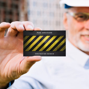Black Yellow Danger Stripes Construction Engineer Business Card