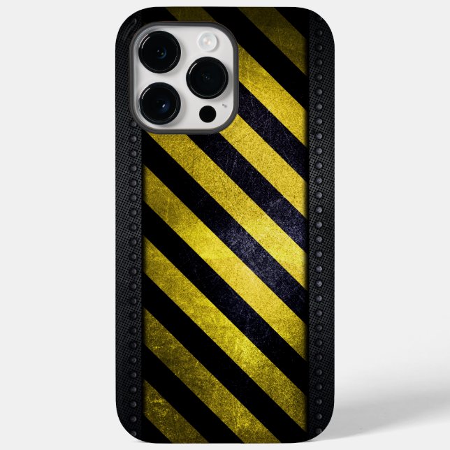 Black Yellow Danger Stripes Construction Engineer Case-Mate iPhone Case (Back)