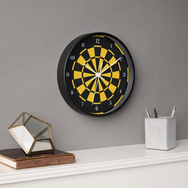 Black Yellow Dartboard Clock (Office)