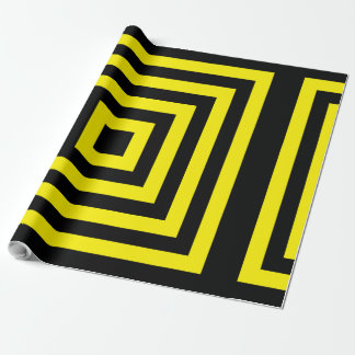 black yellow descending squares wrapping paper
