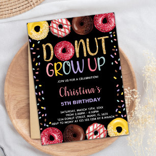 Black Yellow Doughnut Birthday Invitations