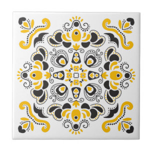 Black Yellow Elegant Mediterranean Stylish White Tile