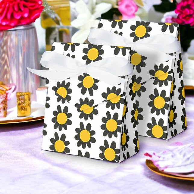 Black Yellow Flowers Colourful Fun Favour Box (Black Yellow Flowers Colorful Fun Favor Boxes from Ricaso)