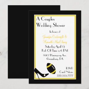 Black & Yellow Football Couples Wedding Shower Invitation