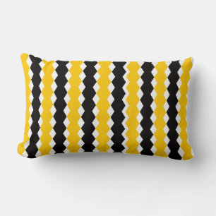 Black & Yellow Geometric Funky Modern Pattern Lumbar Cushion
