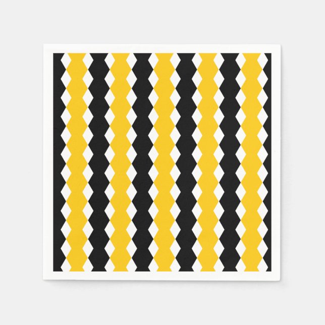 Black & Yellow Geometric Funky Modern Pattern Napkin (Front)
