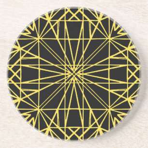 Black & Yellow Geometric Symmetry Coaster