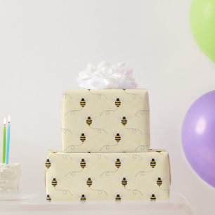 Black Yellow Gold Bees Baby Shower Wrapping Paper