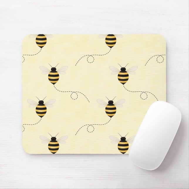 Black Yellow Gold Bees Mouse Mat (With Mouse)