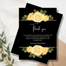Black Yellow & Gold Floral Birthday