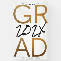 Black Yellow Gold Foil Grad Year Custom Chic