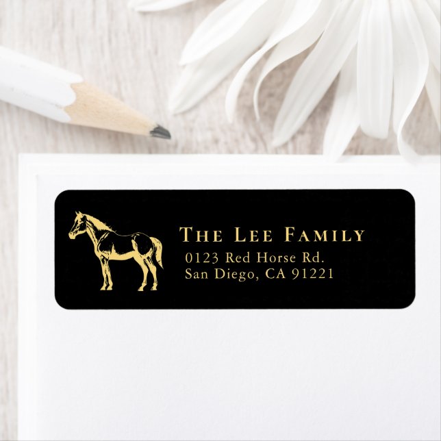 Black Yellow/Gold Horse Return Address (Insitu)