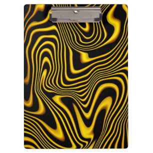 Black Yellow Gold Swirls Texture Clipboard