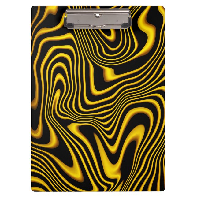 Black Yellow Gold Swirls Texture Clipboard (Front)