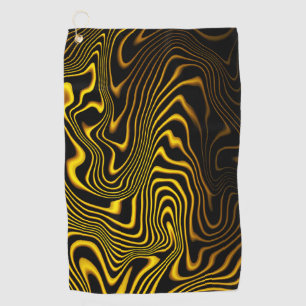 Black Yellow Gold Swirls Texture Golf Towel