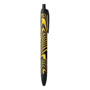 Black Yellow Gold Swirls Texture Ink Pen