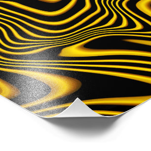 Black Yellow Gold Swirls Texture Photo Print