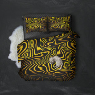 Black Yellow Gold Swirls Texture Pillowcase